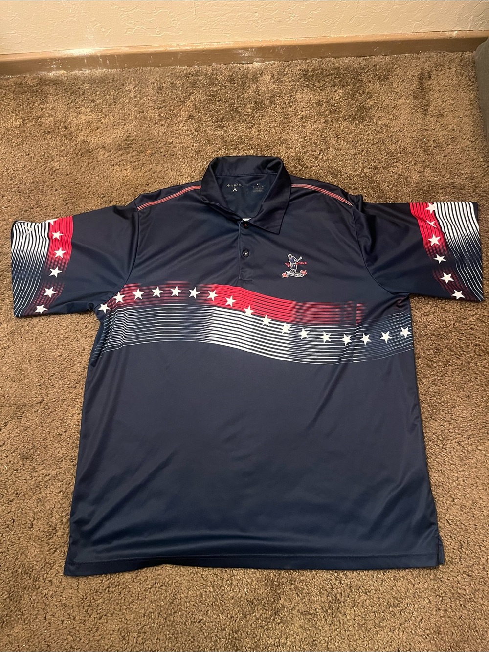 Antigua Navy Polo with Red and White Star Wave